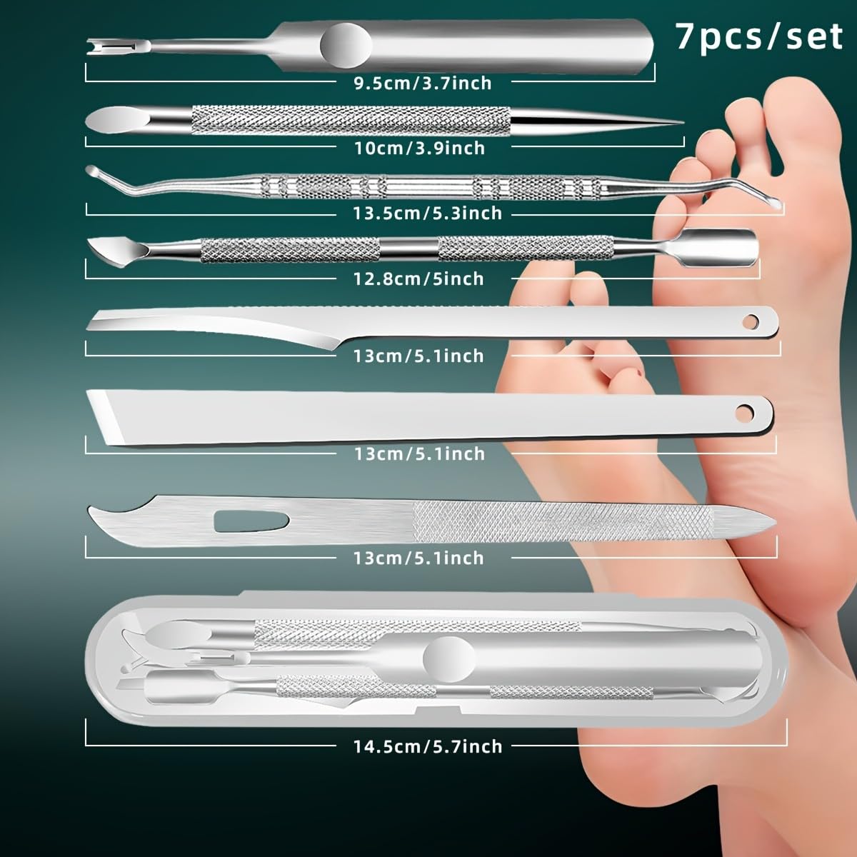 7pcs Stainless Steel Nail Care Kit: Precision Cuticle Remover &Cleaner - Gift for Women, Dead Skin, Festival Gift