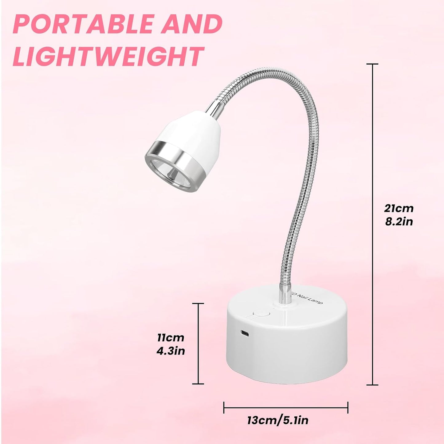 Portable UV Gel Nail Lamp - 9W Cordless Gooseneck Design | Quick Drying with 60s Timer for Home & Salon Use
