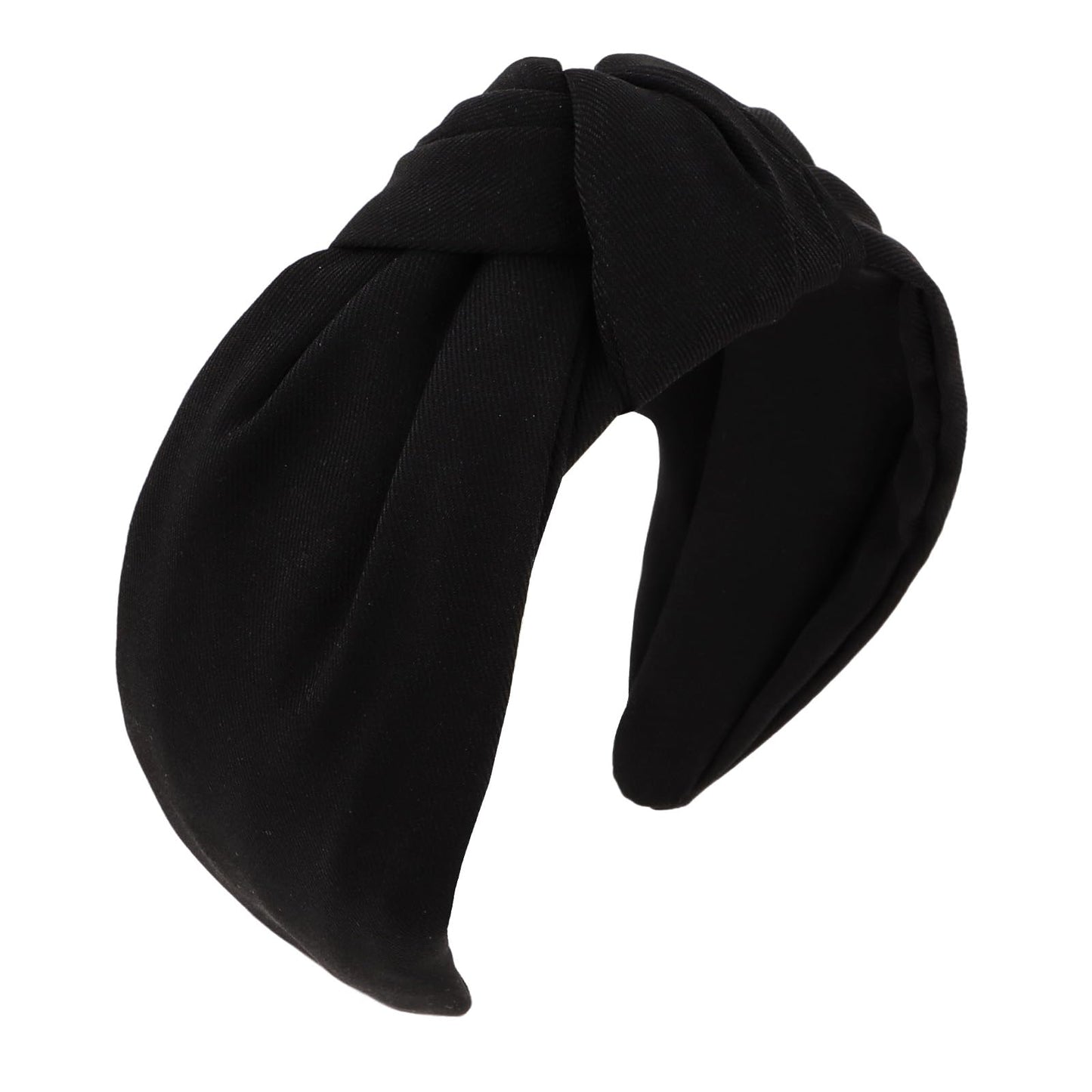 YISSION Wide Black Knot Headband for Women & Girls - Stretchy Fashion Hair Accessory for Taming Flyaways & All-Day Comfort