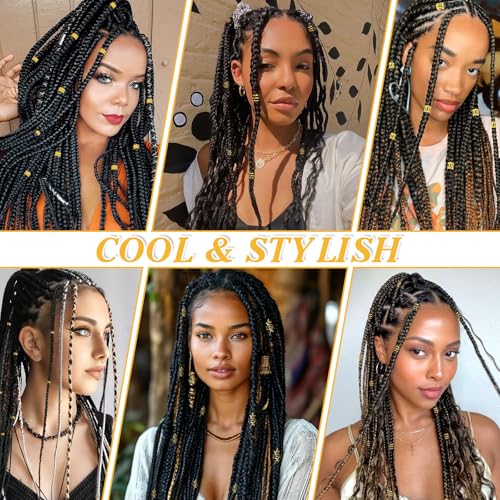Redriver 100PCS Gold Hair Cuffs for Braids & Locs - Metal Dreadlock Accessories Set