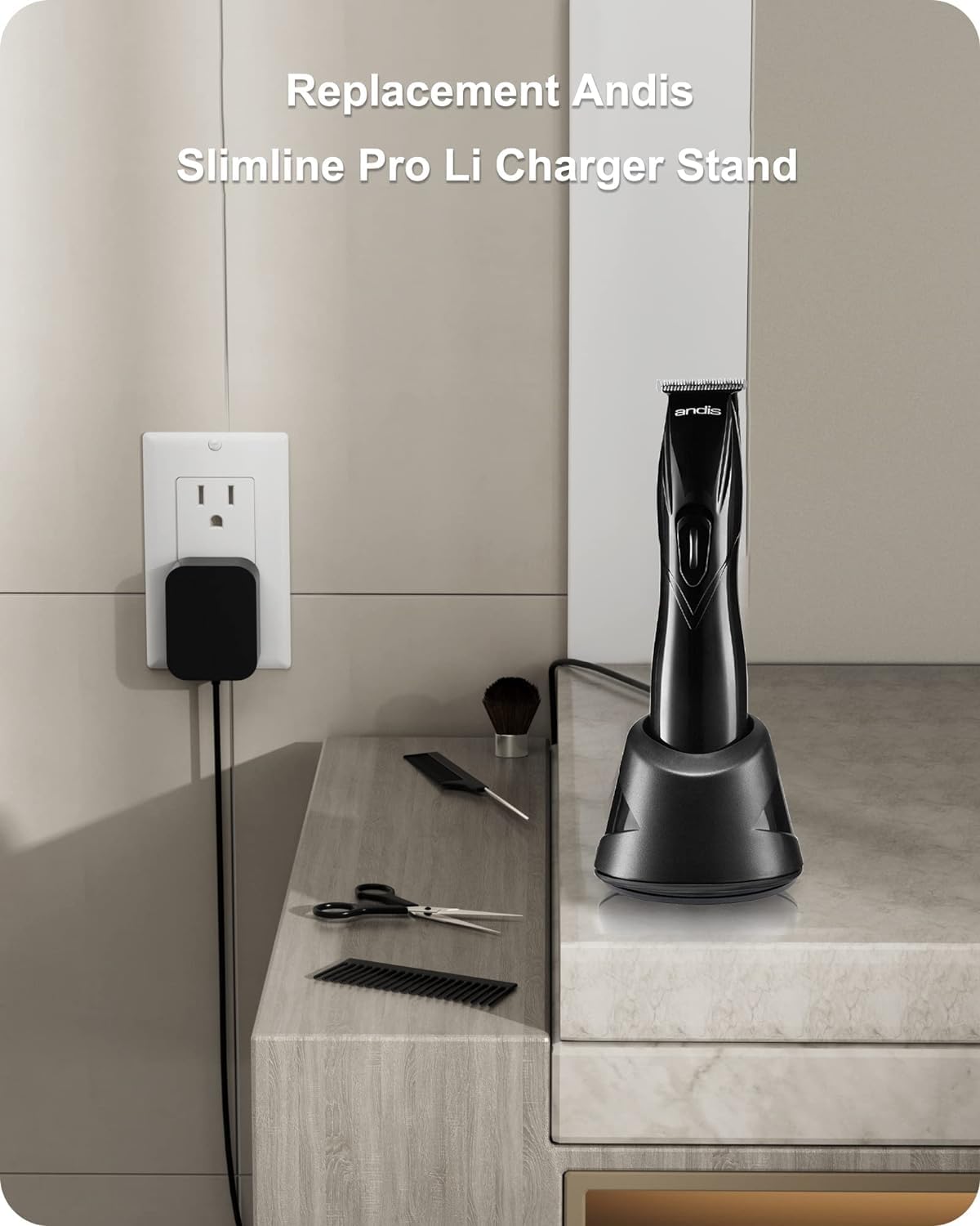 FGIEU Charging Stand Compatible with Andis 32400 32475 32810 33785 32490 Slimline Pro Lithium ion T-Blade Trimmer Replacement for Andis 77511 4.9V Charger Stand.