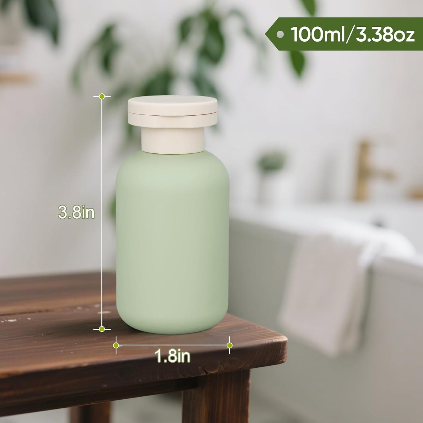 Demora Travel Size Bottles - TSA Approved Leak-Proof Squeeze Containers | Refillable Toiletry Set (Green, 4 Pcs)