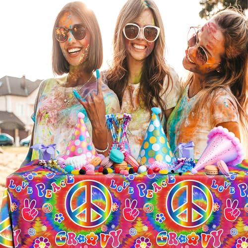 Tie Dye Tablecloths for Birthday Parties – 3 Pack Groovy Design