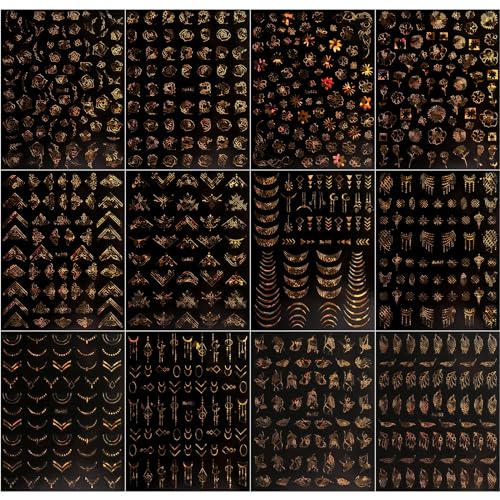 JMEOWIO 12 Sheets Self-Adhesive Floral Nail Art Stickers