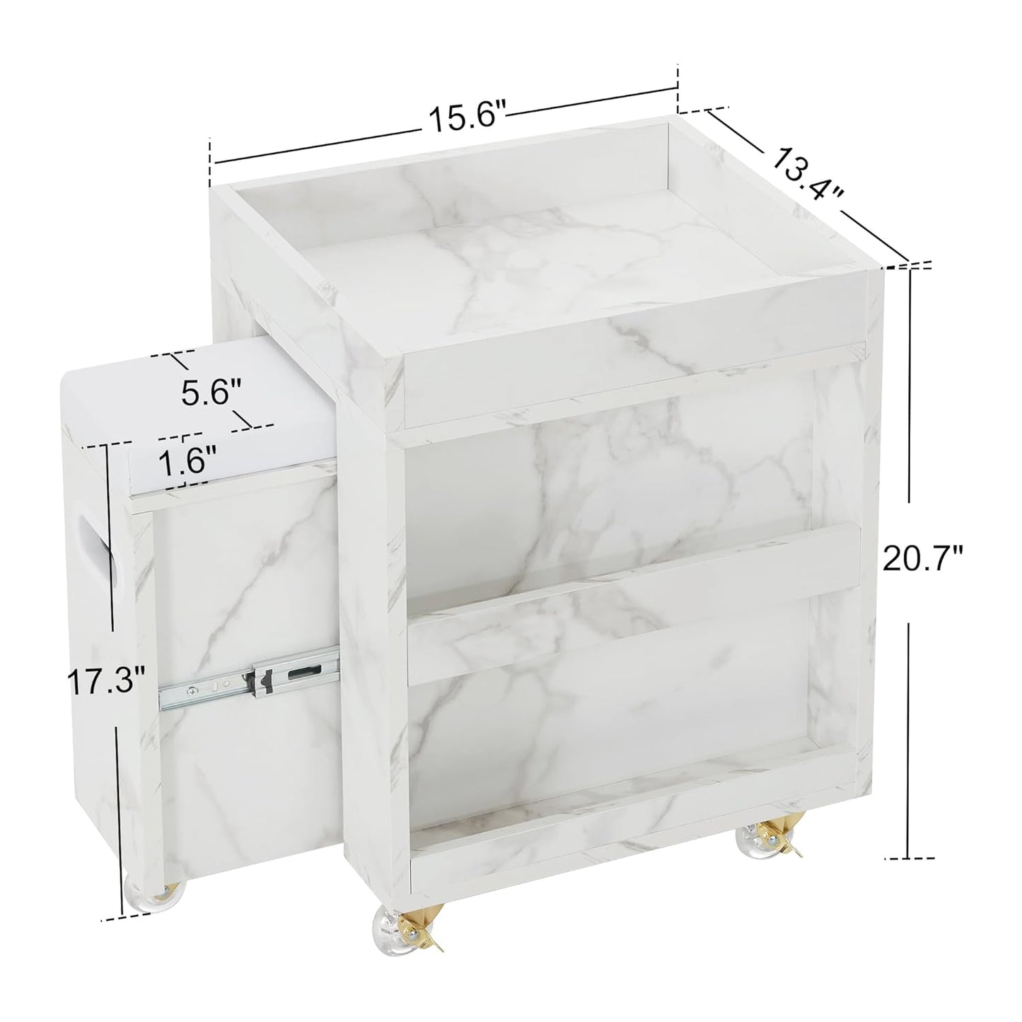 Foot Nail Cart - Mobile Pedicure Trolley with Lockable Wheels & Storage | Beauty Salon Organizer (15.7" L)
