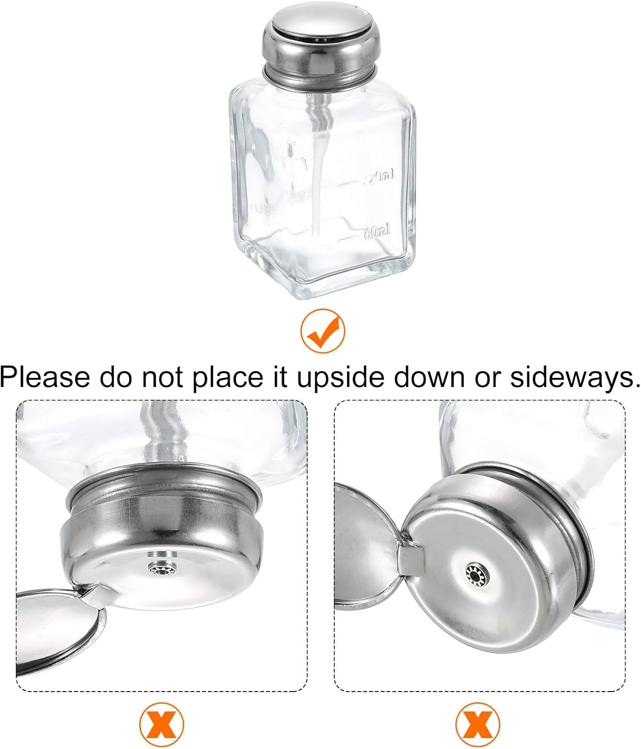 Solvent Alcohol Dispenser Pump Bottle - 120ml (4oz) Push Down with Plastic Tube & Aluminum Core for Acetone