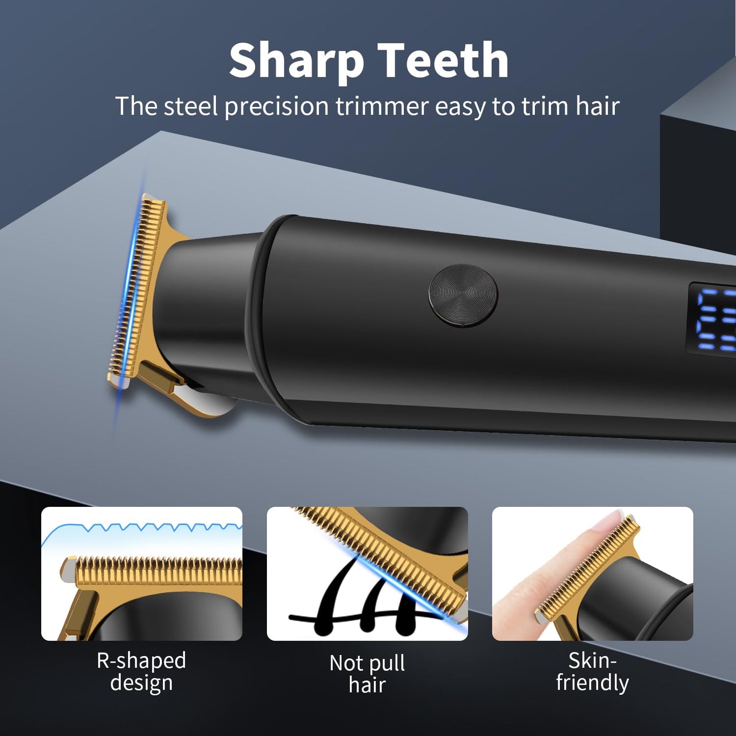 HIENA PRO Hair Trimmers for Men, Cordless Professional Electric Beard Trimmer with LCD Display, Facial T-Blade Trimmer and Grooming Tool, Gifts for Men(Black)
