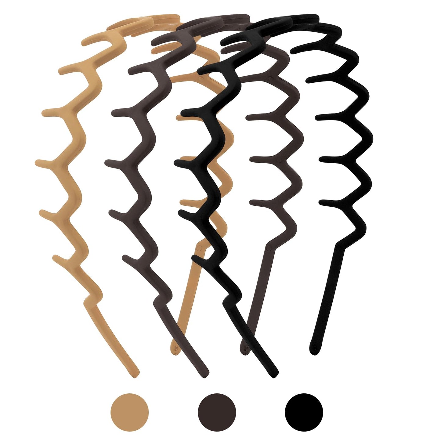 Trendy Zigzag Headbands for Women - 3PCS Plastic Wavy Hair Accessories | Spiky Claw Design