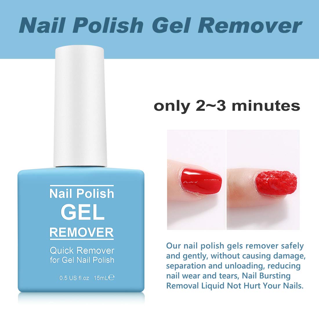 Gel Nail Polish Remover - Magic Soak-Off Formula in 2-5 Minutes | 2 Pack with Cuticle Pusher & Nail Scraper