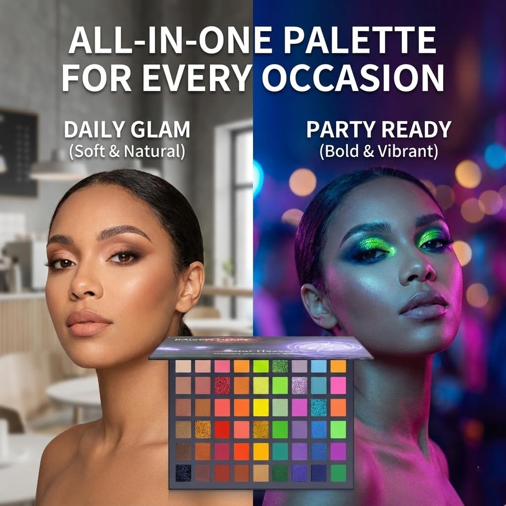 54 Color Professional Eyeshadow Palette – Ultra Pigmented Matte & Shimmer Bold Green, Forest & Olive Shades, Easy to Blend, Full Spectrum Warm & Cool Tones for Halloween & Christmas Glam Makeup