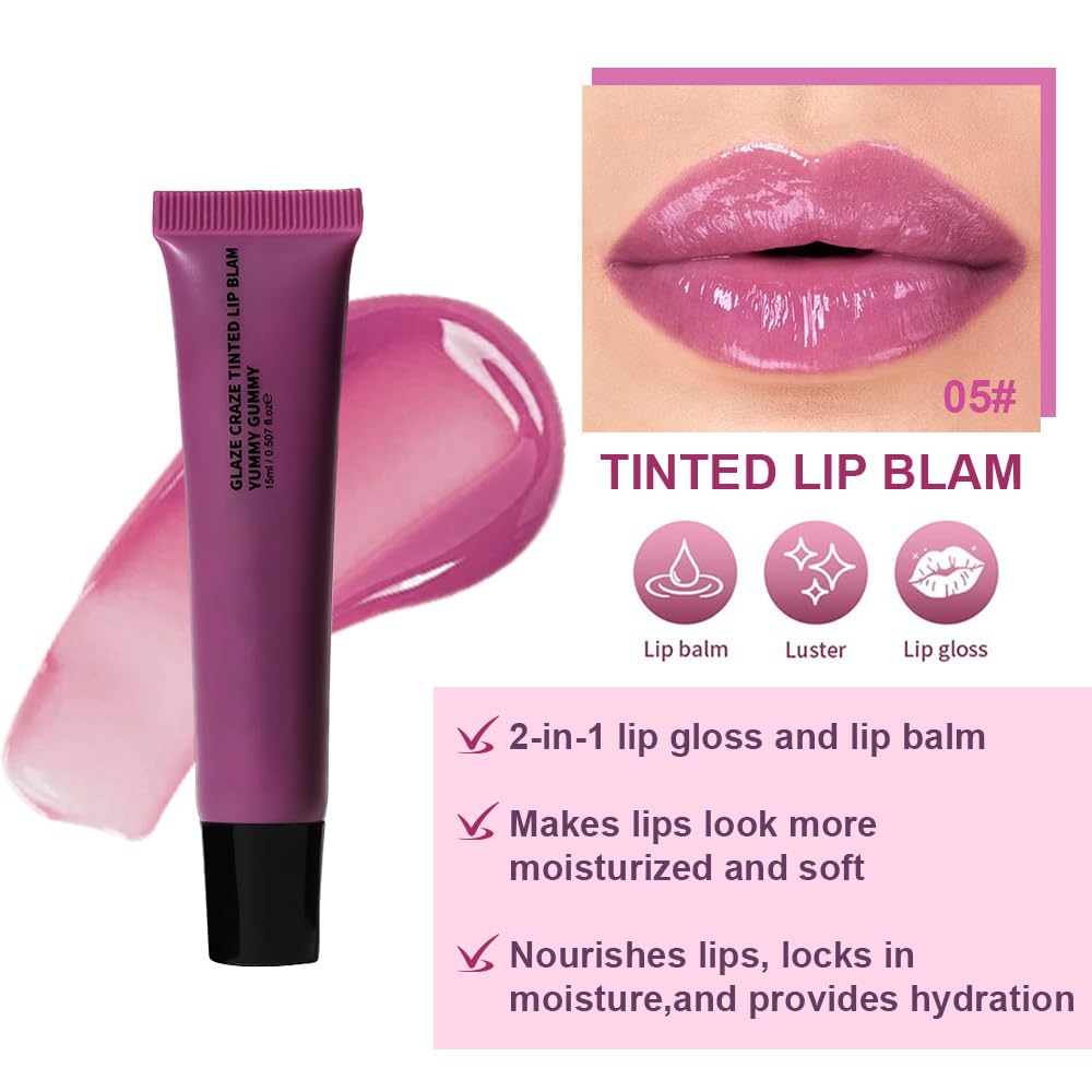 Summer Lip Butter Lip Balm - Ultra-Hydrating Vegan Formula for Sheer-Tinted Shine | Soothes Dry Lips (Purple)