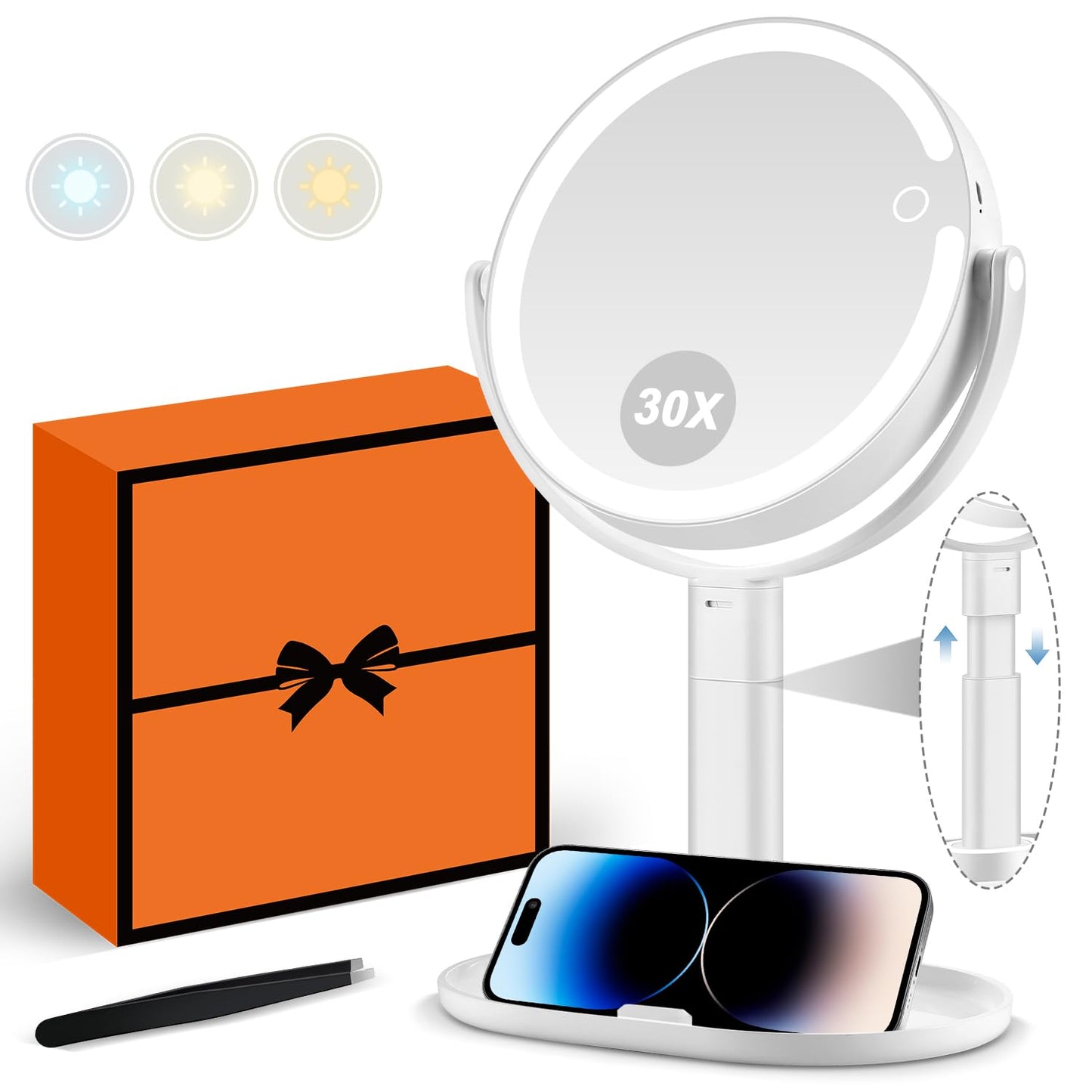MIYADIVA 30X Magnifying Makeup Mirror with Lights for Professional Makeup