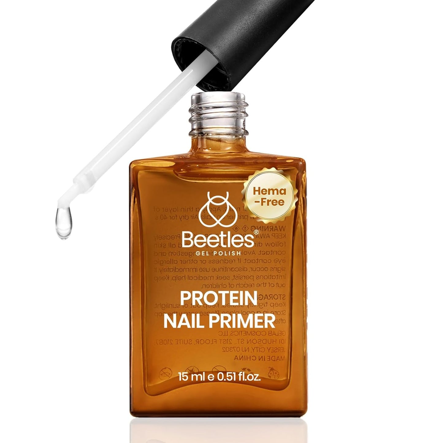 Beetles Nail Glue Set - 3Pcs 15ml HEMA-Free Base Gel & No Wipe Top Coat for Long Lasting Nail Extensions | UV/LED Cured