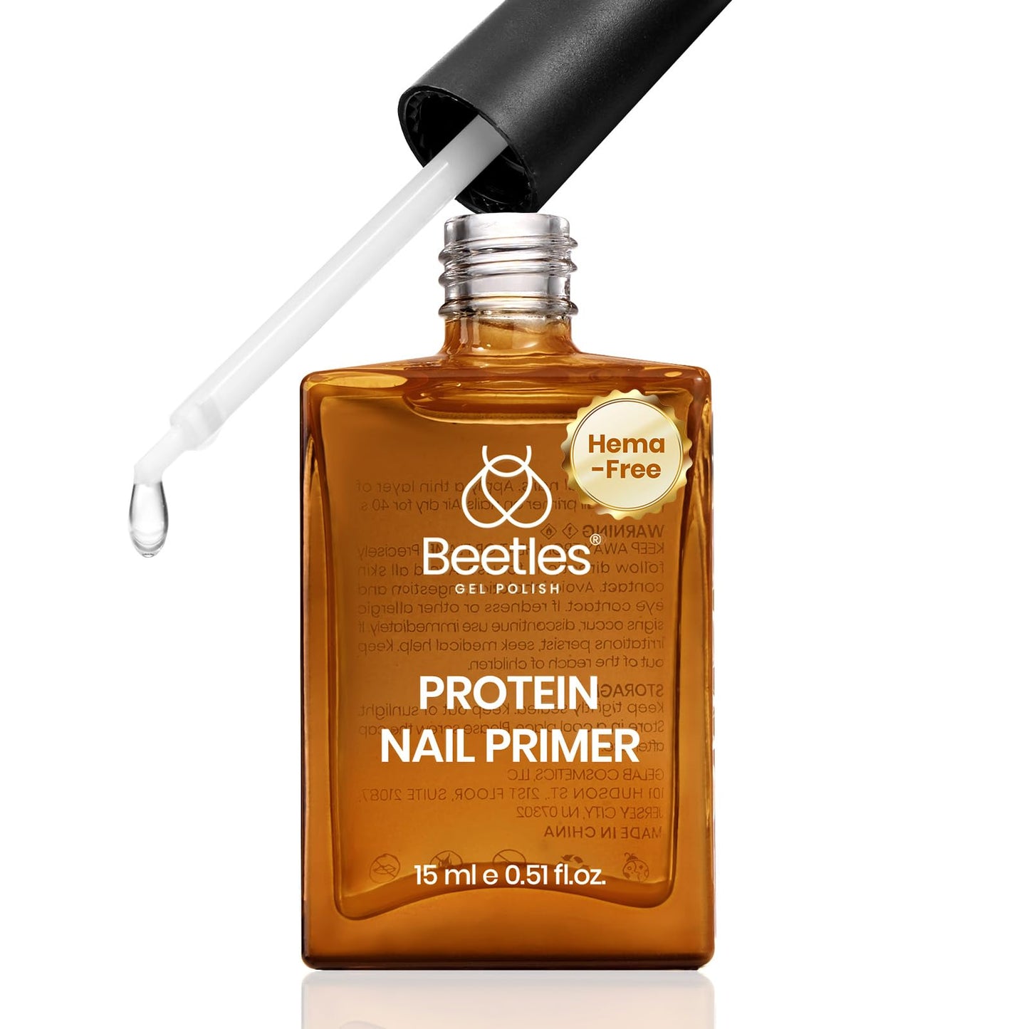 Beetles Protein Nail Primer 15ml for Gel Nail Polish, Upgraded Formula 2 in 1 Nail Bond No Lifting, Peeling, Hema & Acid Free for False Tips Acrylic & U V Prep for Women