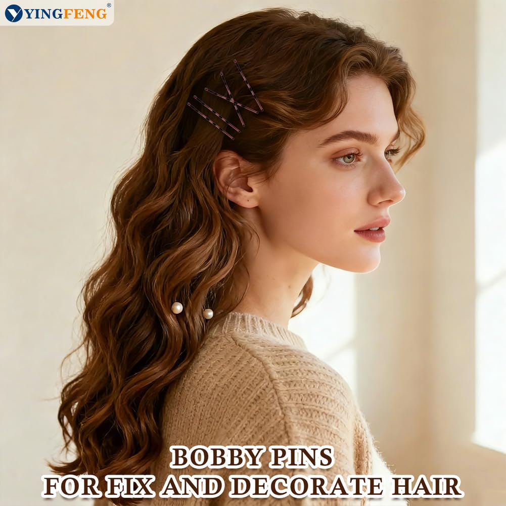 Bobby Pins - 330 Count Brown Hair Pins in Cute Box | Premium 2.2 Inch for Kids, Girls & Women