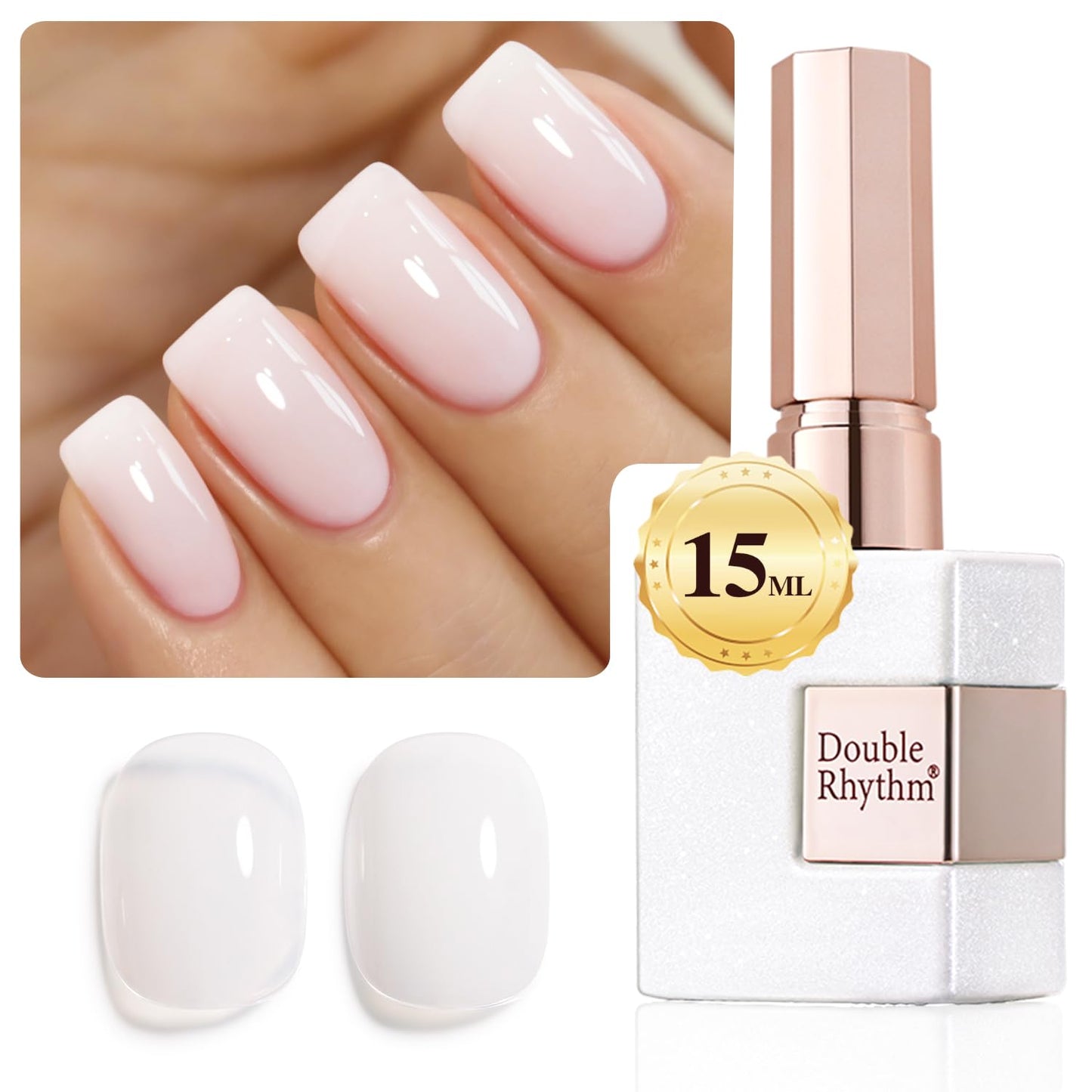 Gel Nail Polish - Translucent Light Milky Pastel for DIY Manicure | 0.5 Oz Rose Pink