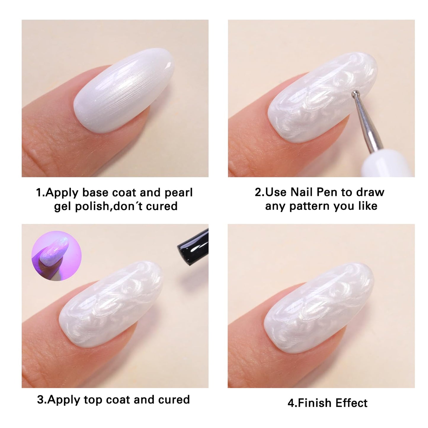 Gel Nail Polish - Double Rhythm 15ML Pearl White Soak Off for Art Manicure | DIY at Home
