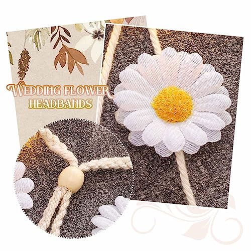 CAKURE White Boho Daisy Headband Light Up Flower Hair Accessory for Women