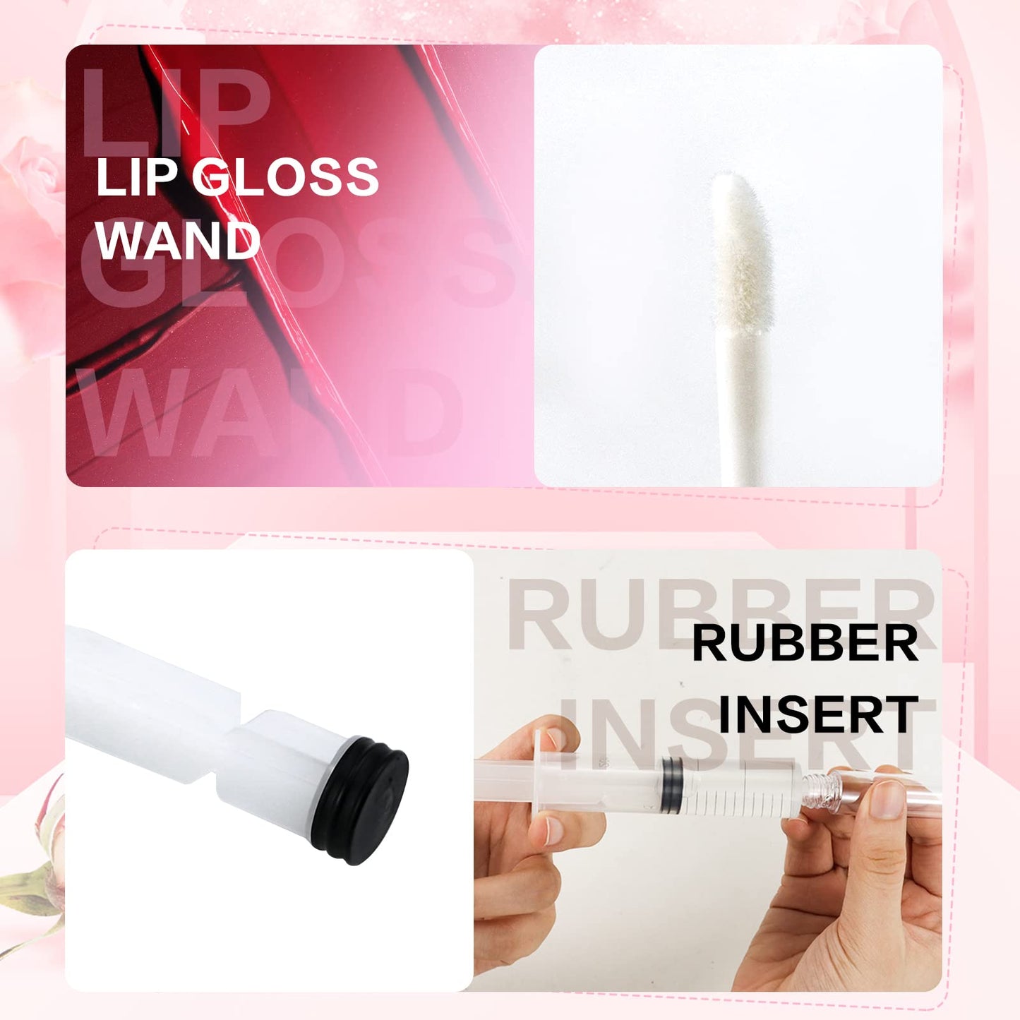 Bercoor 30 Pack Lip Gloss Tube, 10ml Empty Refillable Lip Balm Bottle Clear Plastic Lip Gloss Container with Rubber Stoppers for DIY Makeup, Personal Cosmetic, Black, Sliver and Pink