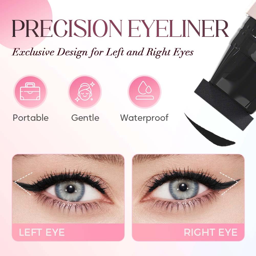 AIIONP One-Piece Eyeliner Stamp, 2025 Upgraded Foldable Eyeliner Stamp for Perfect Wings, Waterproof Eyeliners Tool, Smudge Proof Eyeliners Pen for Beginners (1pcs Black)