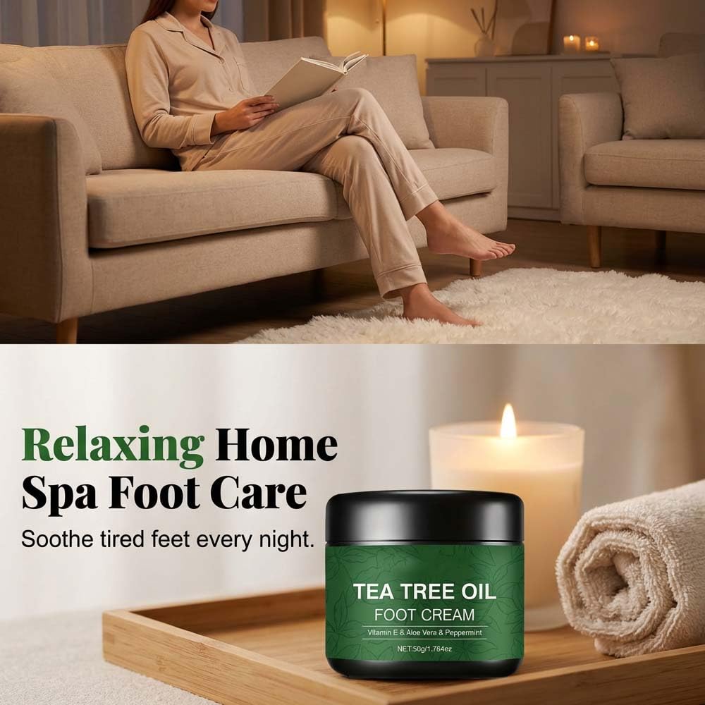 Tea Tree Oil Foot Cream - Intensive Moisturizing Balm for Dry, Cracked Feet | Repair & Soften Rough Heels (1)
