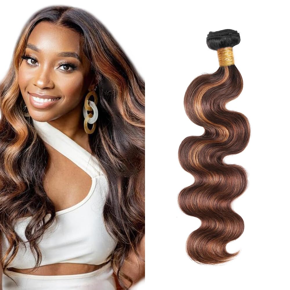100g Ombre Human Hair Bundles 1b/30 Human Hair Bundles Body Wave Highlight Brown Bundle Ombre Brown Body Wave Bundle Color 1bp430 LadrXadr 100g 20 Inch