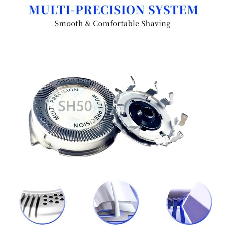 SH50/52 Replacement Heads Compatible with Philips Norelco 5000 Replacement Heads, Sh50 Razor Blades Compatible with Norelco 5000 Replacement Blades, ATXX(S5xxx), PTXX (PT8xx, PT7xx) (SH50-6Pack)