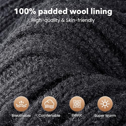 MUTKIS Winter Headbands for Women 3 Pack Black Beige Army Warm Wool Knit Ear Warmers