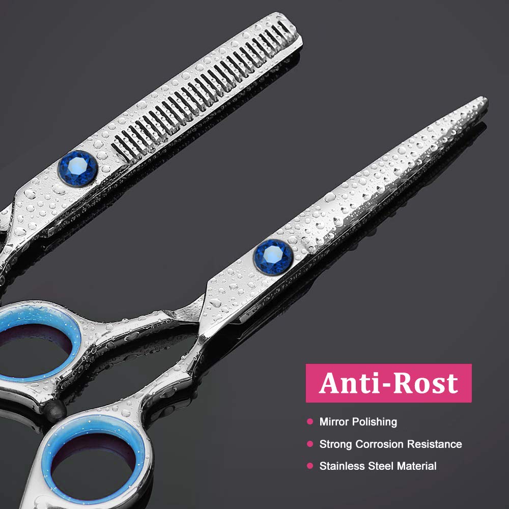 Sapphire Hair Cutting Scissors Set - 11 PCS Professional Stainless Steel Thinning Shears for Salon & Home Use