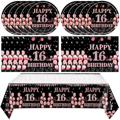 Rose Gold Sweet 16th Birthday Party Tableware Set for 20 Guests