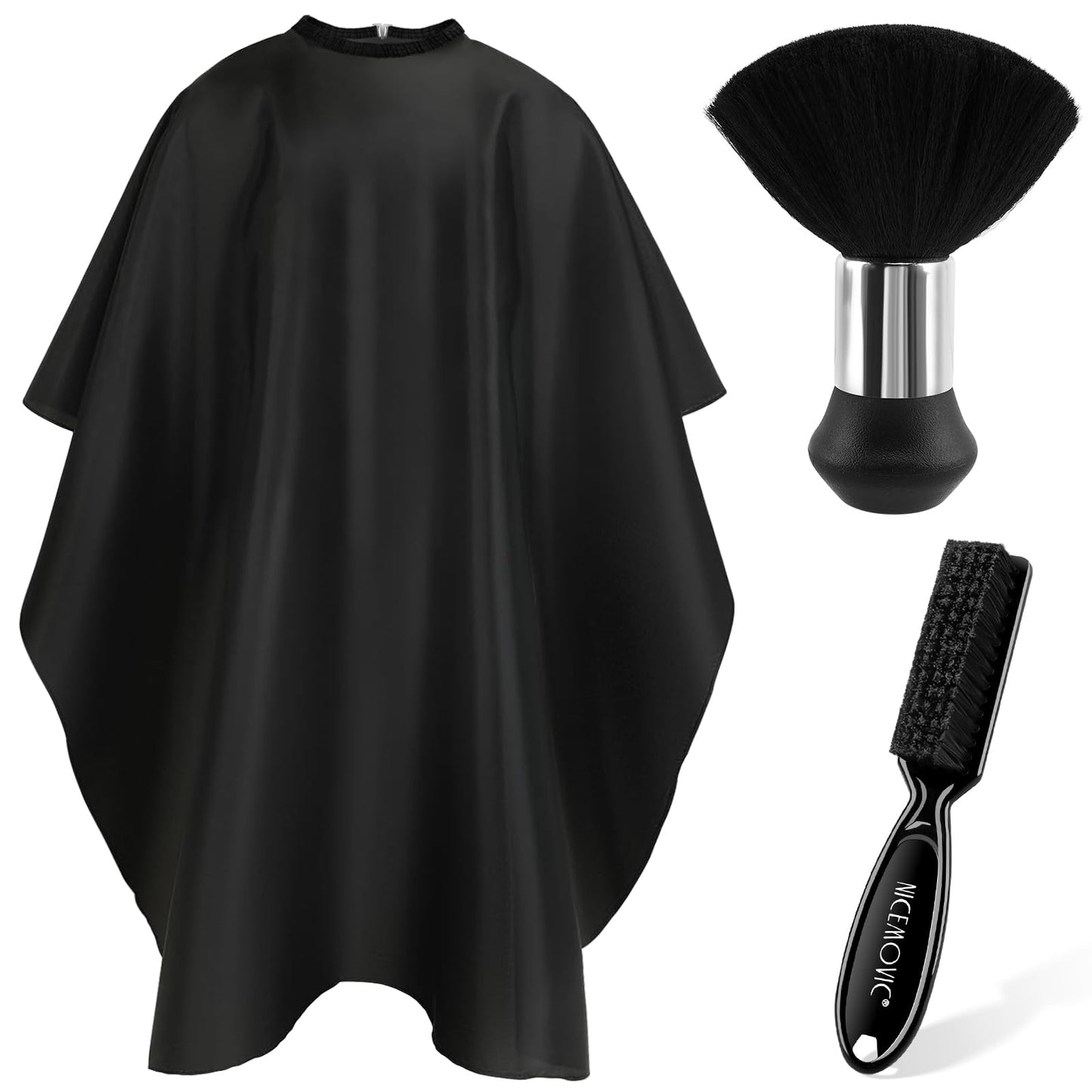 NICEMOVIC Hair Cutting Barber Cape with Neck Duster Brush and Barber Brush, Professional Barber Accessories Cleaning Supplies