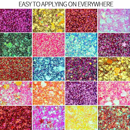 FANDAMEI 40 Colors Face Glitter, Face Paint Glitter Gel - Face Glitter for Women Girls, No Glue Needed, Multi-Purpose Glitter Makeup for Hair Face Body Halloween Rave Carnival