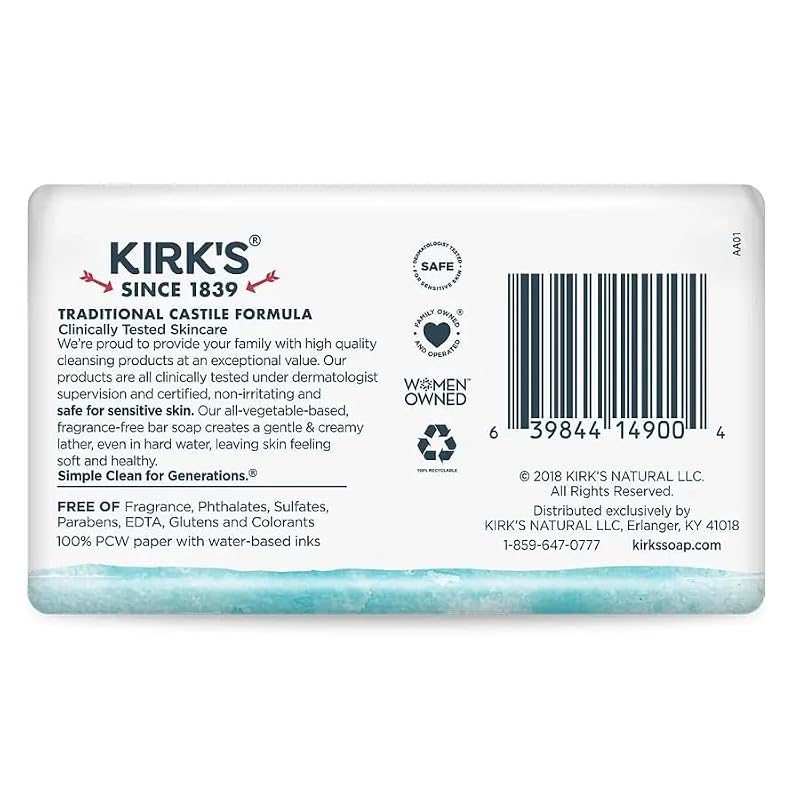 Kirk's Lavender & Vanilla Coconut Oil Castile Bar Soap - 4 oz