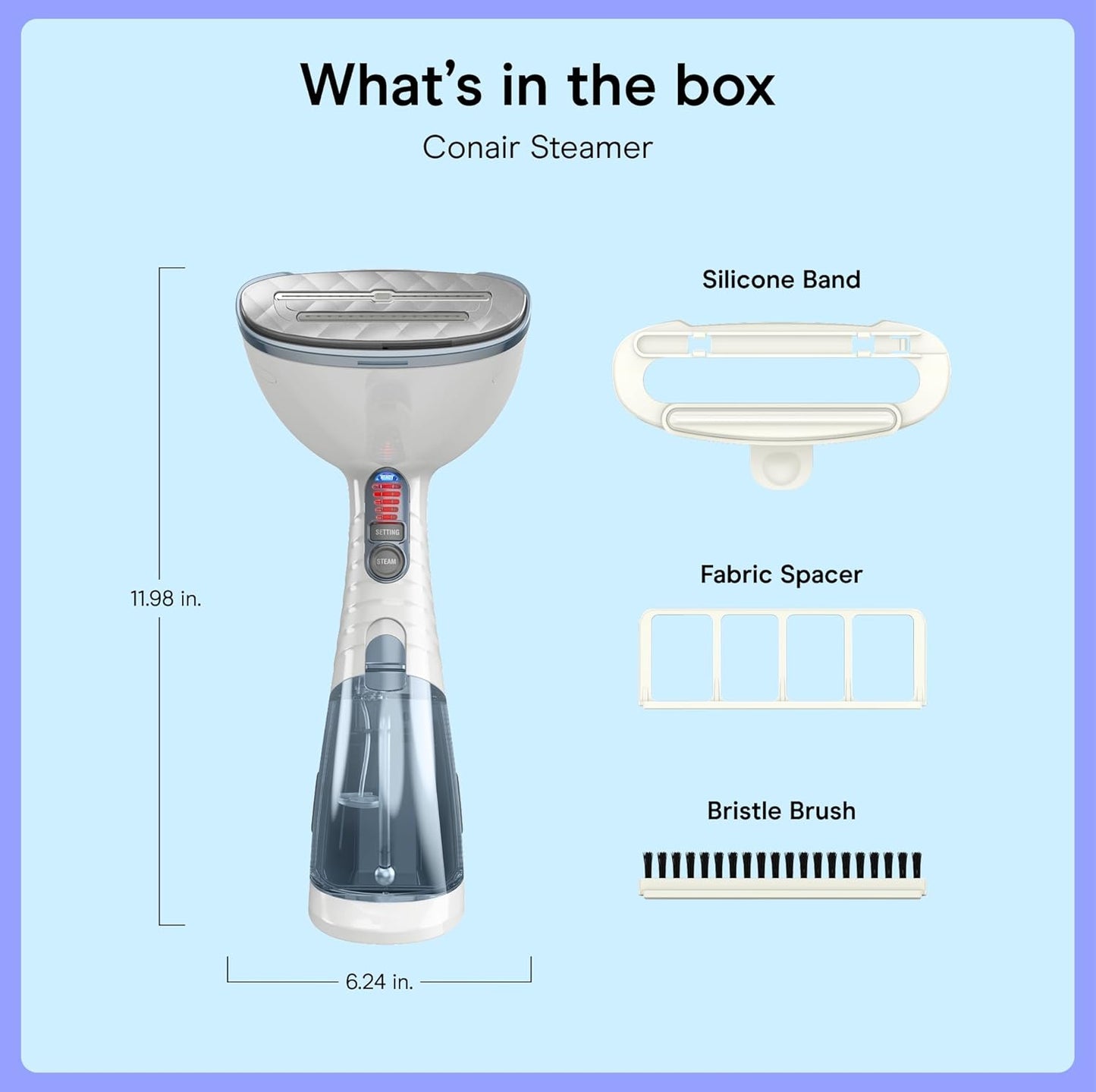 Conair Handheld Garment Steamer - Turbo ExtremeSteam 1875W | Portable Blue Fabric Steamer for Clothes