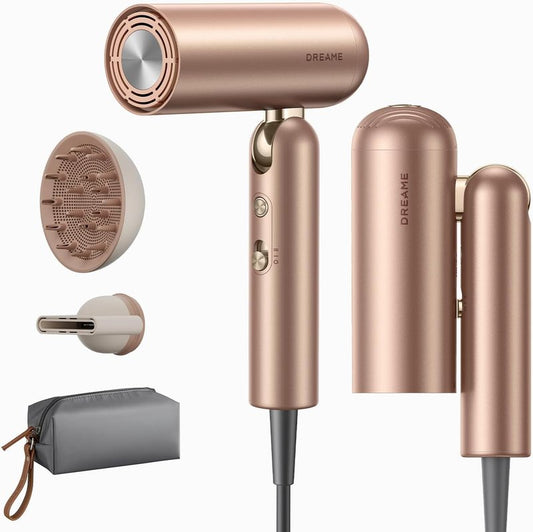 Dreame Pocket Pro Hair Dryer - Dual Voltage 1300W Ionic Travel Blow Dryer | Fast Drying, Lightweight, Low Noise