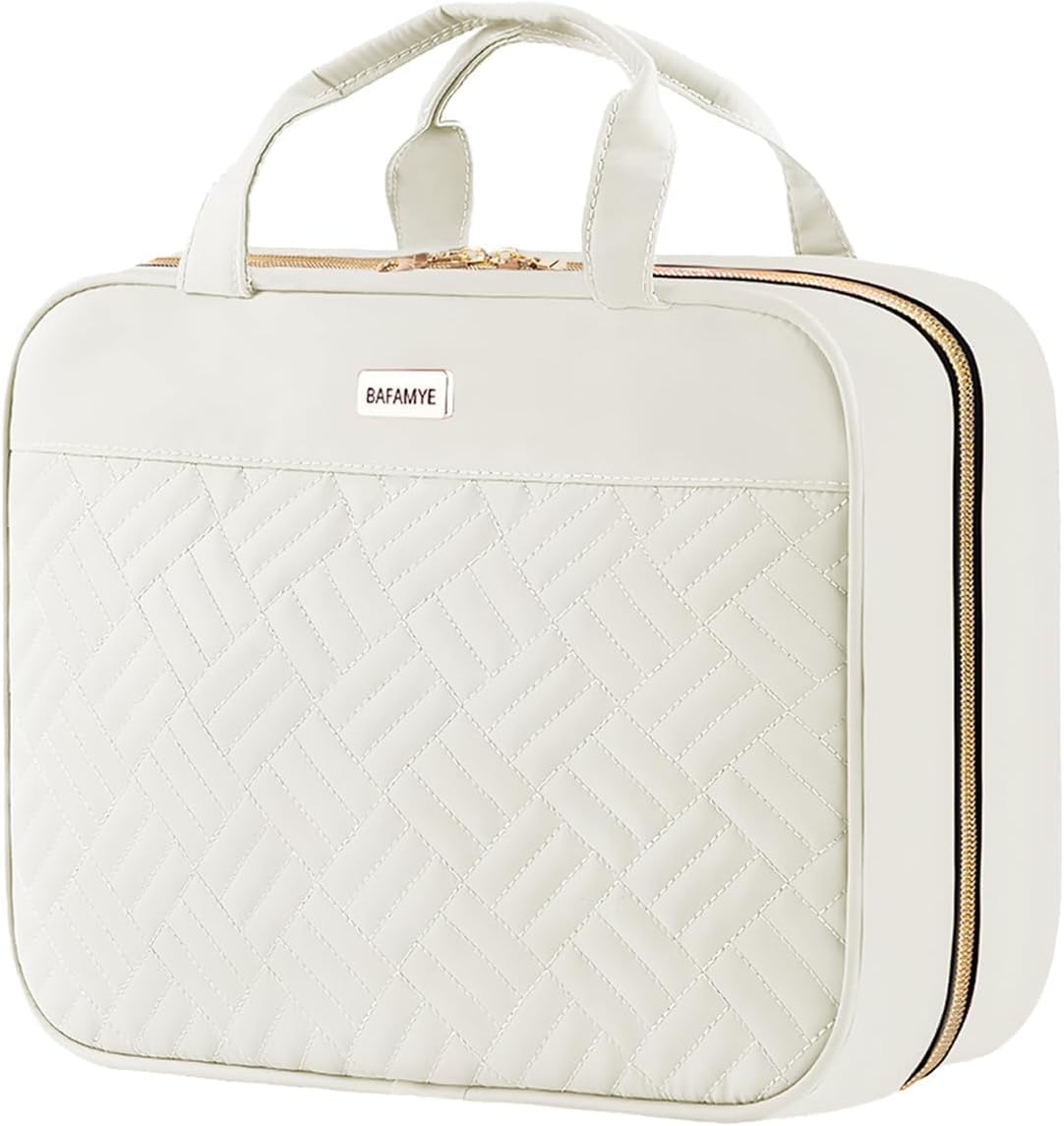 Toiletry Bag - Water-Resistant Travel Organizer with Hanging Hook | Large Light Pink for Makeup & Accessories