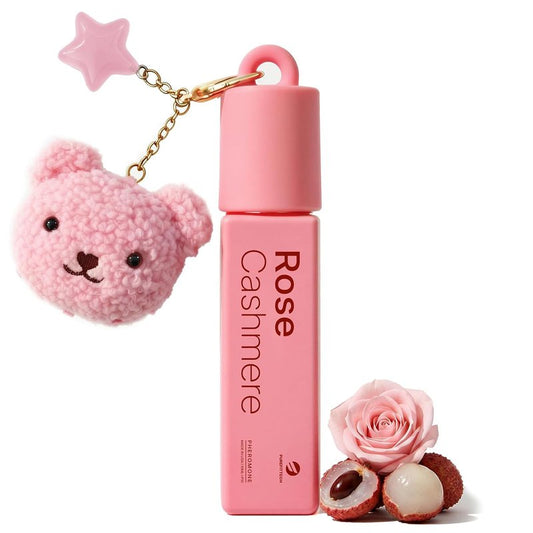 Pheromone Perfume for Women - Rose Cashmere Lychee Scent | Travel-Size Roll-On with Kawaii Bear Keychain, 0.34 fl oz (10ml)