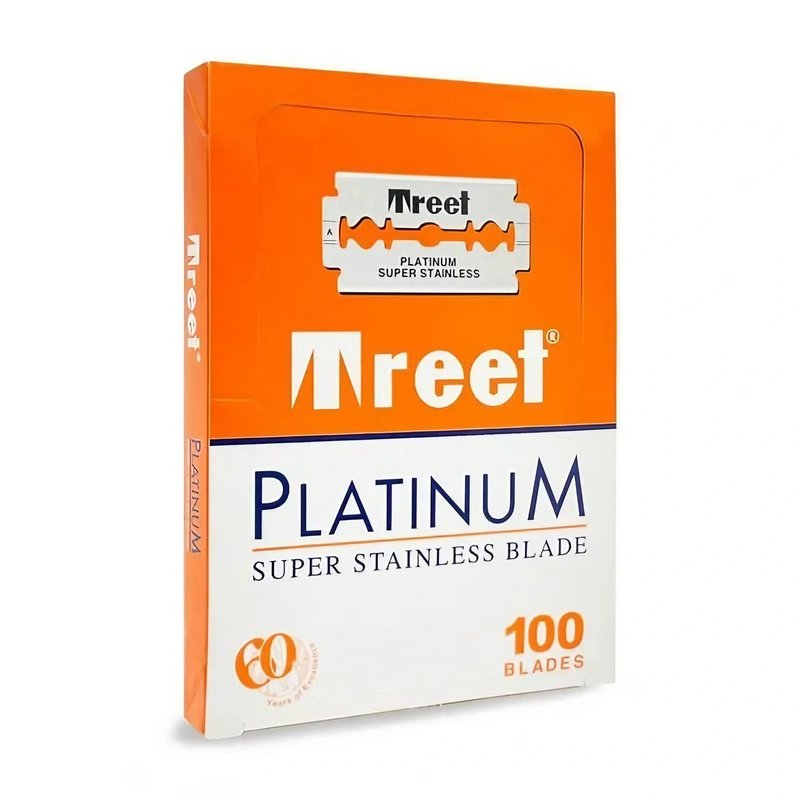 100 Treet Platinum Super Stainless Double Edge Razor Blades - New Space Saving Format