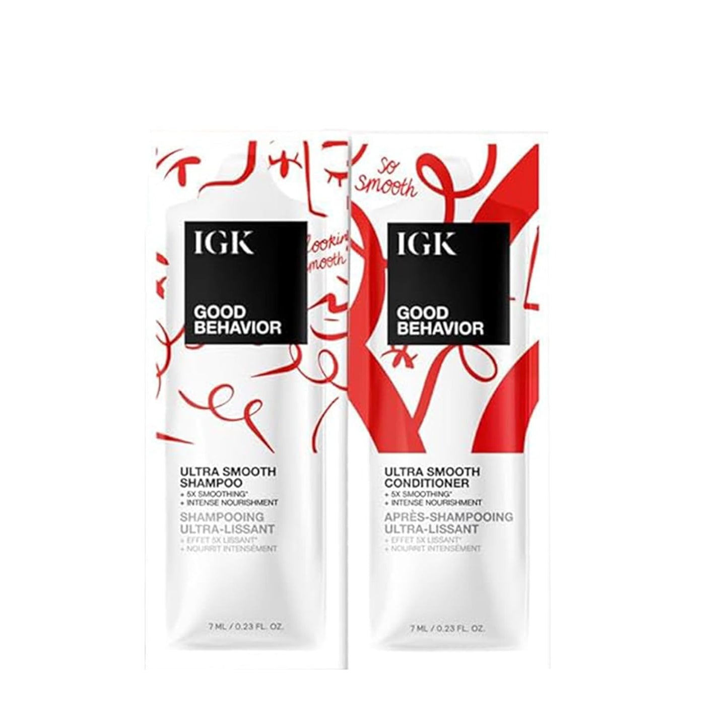 IGK Good Behavior Ultra Smooth Shampoo & Conditioner Set - Frizz Control & Shine | Vegan & Cruelty-Free | 8 oz (Pack of 2)