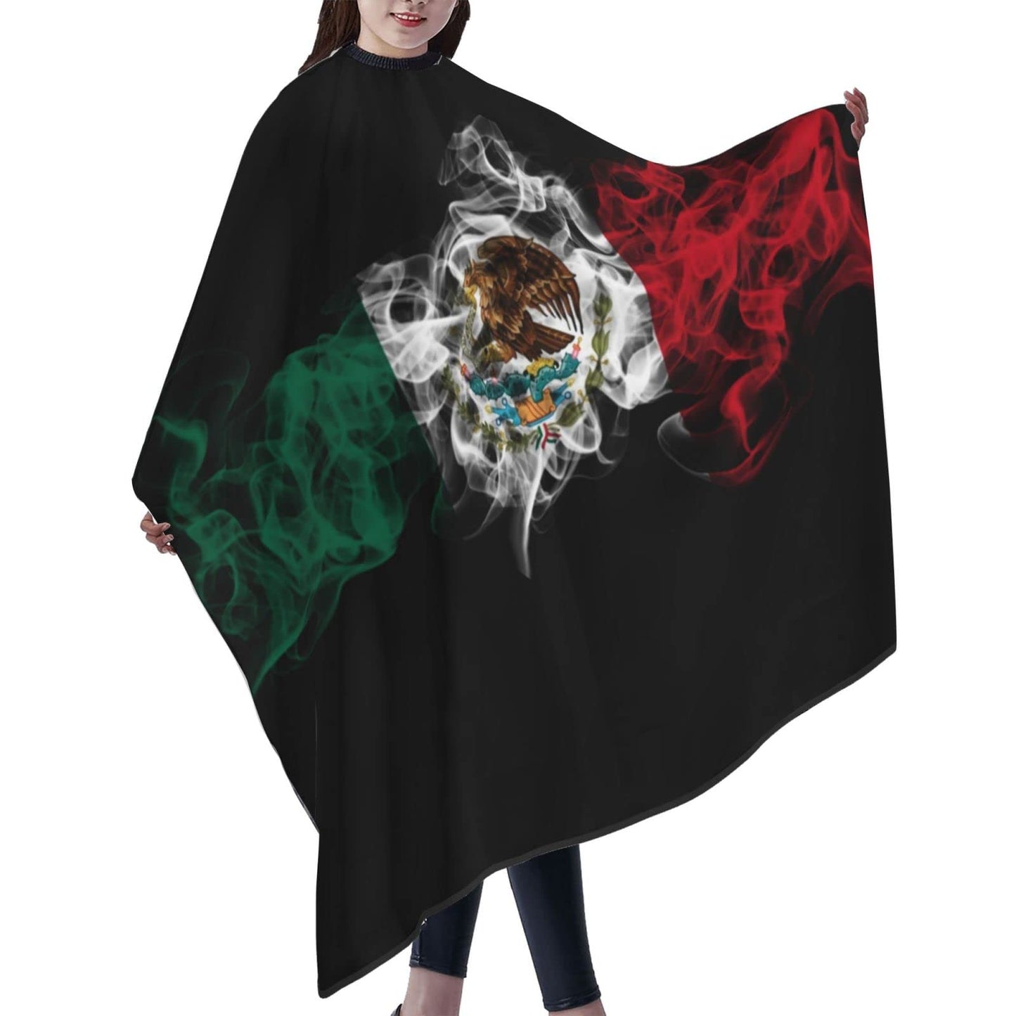 Mexico Flag Salon Barber Cape - Professional Hairdressing Waterproof Hair Cutting Cape With Adjustable Snap Closure-Haircut Apron For Hair Stylist And Home Use-55''X66''