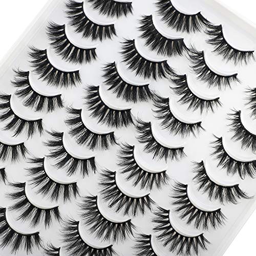 LANFLOWER 20 Pairs False Eyelashes - Fluffy 3D Faux Mink Dramatic Lashes