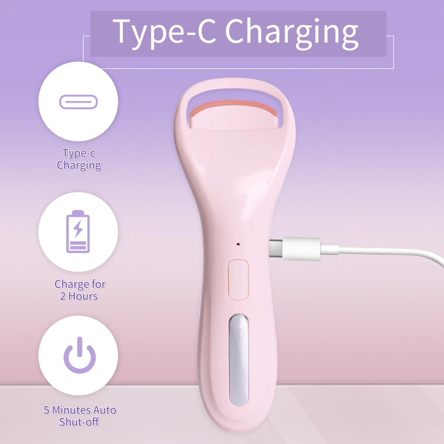 Heated Eyelash Curlers Rechargeable Electric Eyelash Curler with Dual-Arc Design & 3 Adjustable Temperature