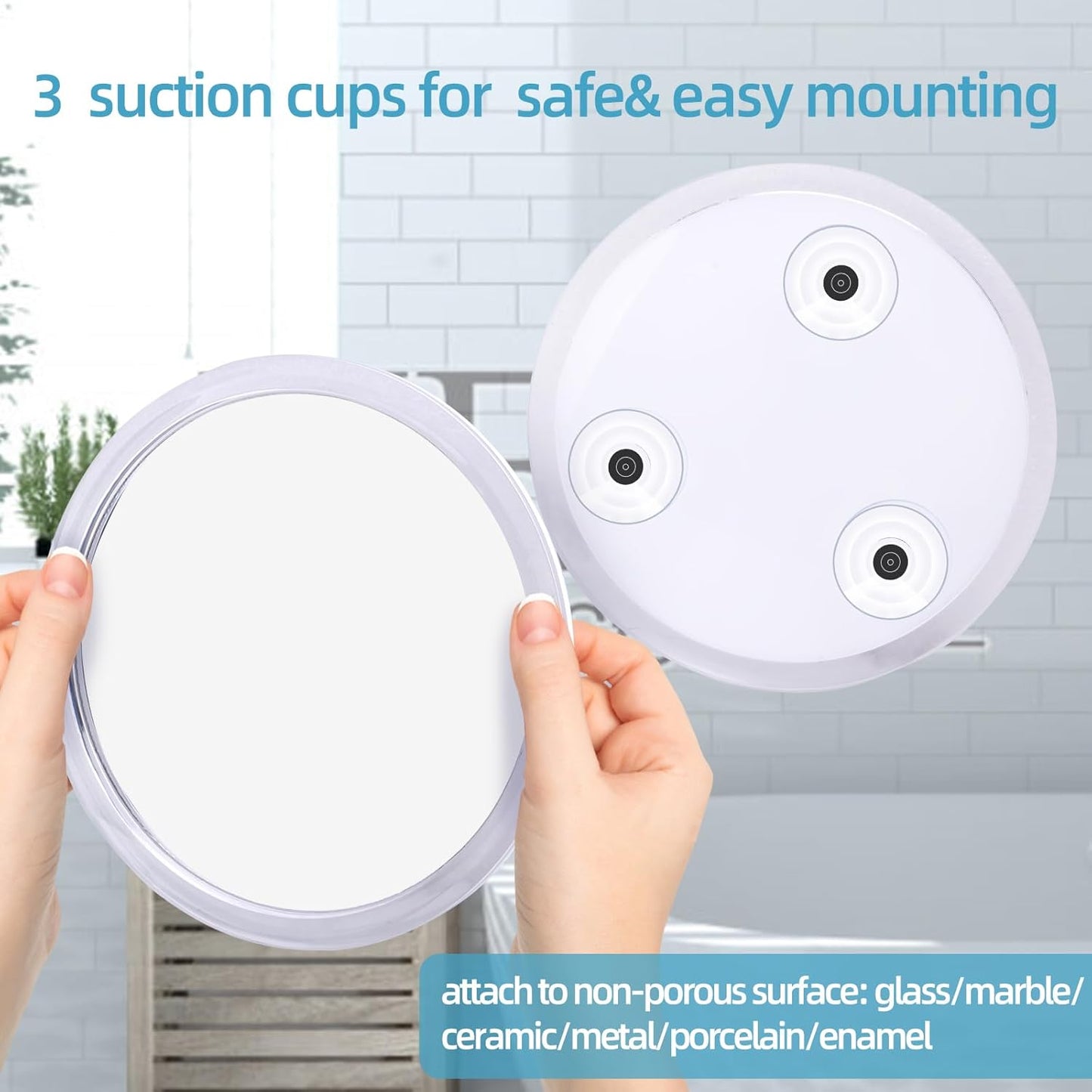 Fogless Shower Mirror - Shatterproof Anti-Fog Design with 3 Suction Cups | Ideal for Shaving & Makeup