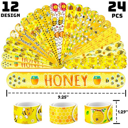 72PCS Bee Party Favors Set with Temporary Tattoos & Slap Bracelets for Kids