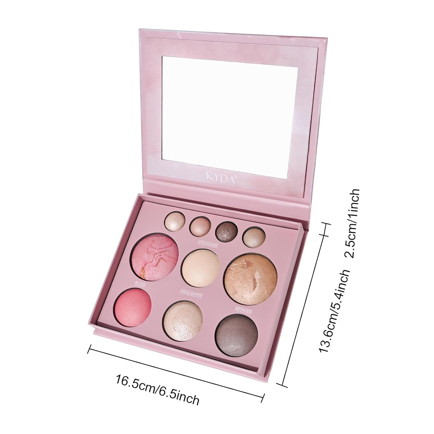 Baked Makeup Palette - Bronzer, Highlighter, Blush & Eyeshadow | Highly Pigmented Travel Compact Gift for Women