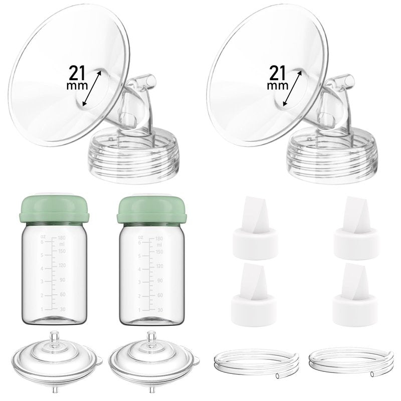 Breast Pump Parts Compatible with Spectra S1/S2/9 Plus/Synergy Gold, Full Set Replacement Parts for Spectra Include 21mm Flange, Duckbill Valve, Backflow Protector, Tubing, Bottle, Not Original Parts