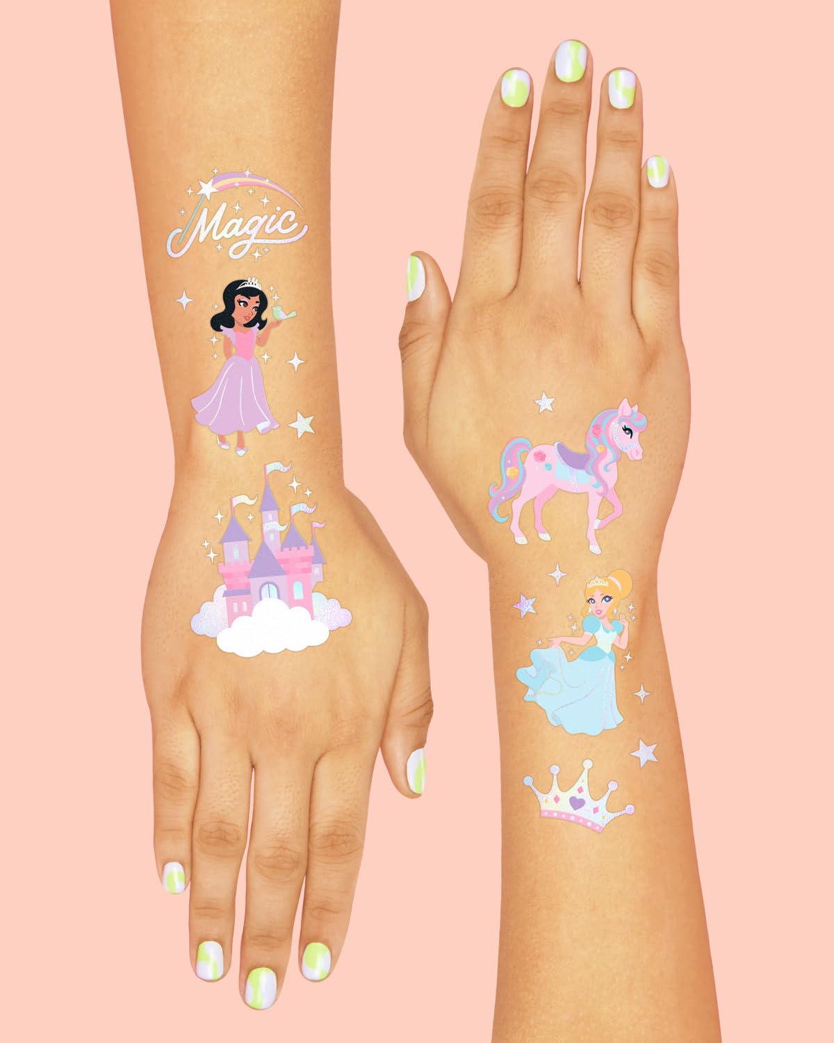 xo, Fetti Princess Party Temporary Tattoos - 46 Styles | Unircorn Birthday Decorations, Fairy Tale Party Supplies, Magic Theme Favor, Cute Accessory