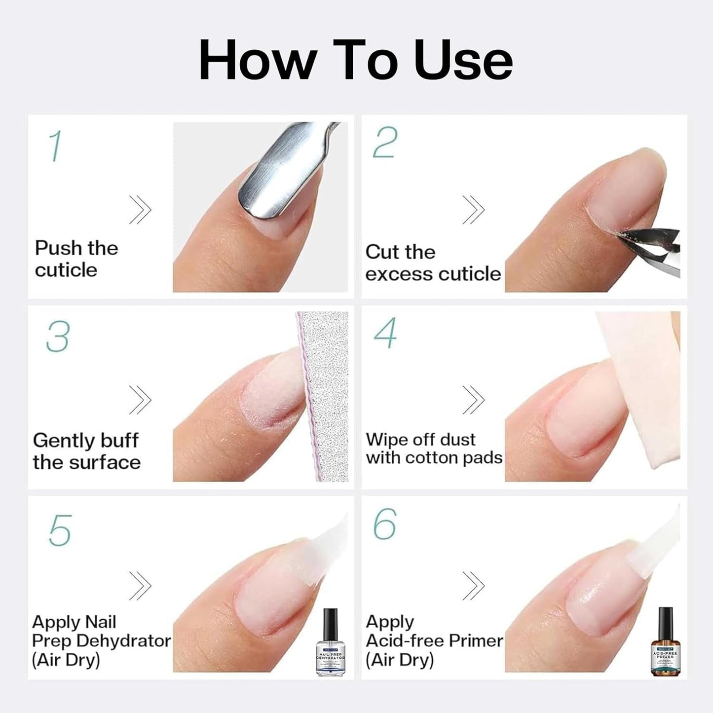 Natural Nail Prep Primer - Acid-Free Dehydrator for Acrylic & Gel Polish | Fast-Dry Bonding Agent Gift Set