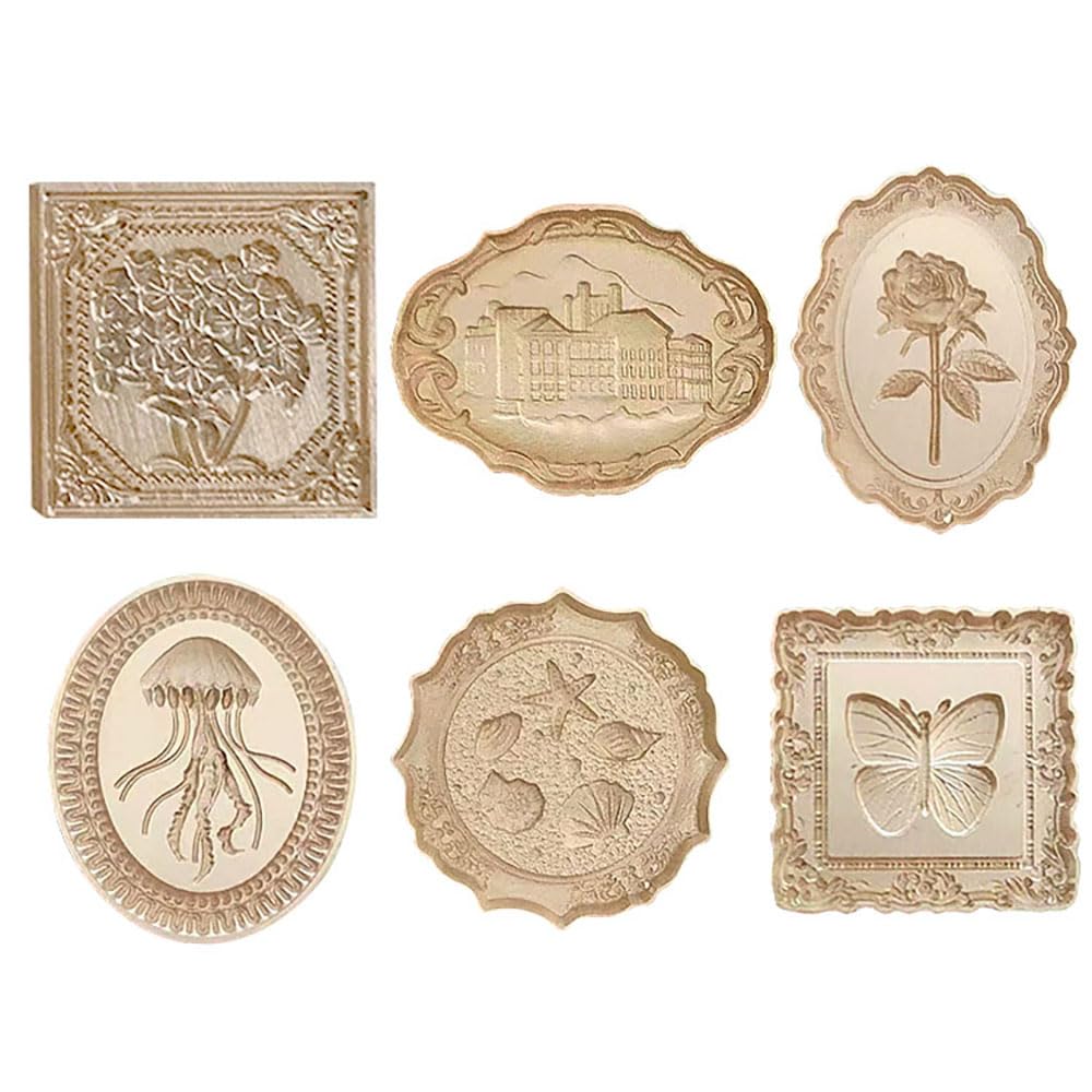 7pcs Vintage Wax Stamp Seal Kit,Wax Seal Stamp Head and Wooden Handle,Butterflies Rose Flower Sealing Wax Stamp,Wax Seal Kit for Wedding Invitations Envelopes Thanksgiving Card Gift Packing