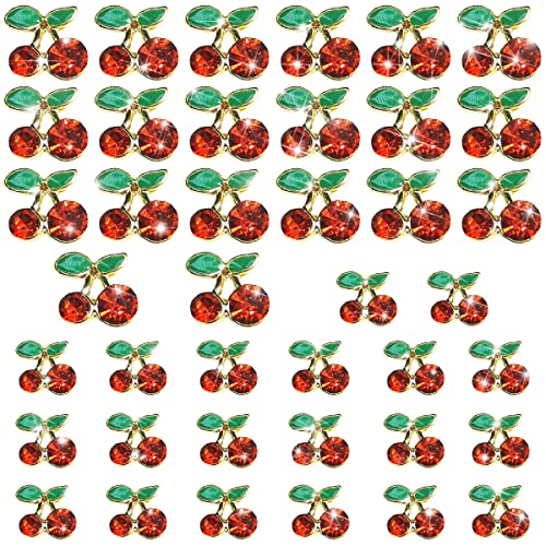 40 Pcs 3D Cherry Nail Charms - Rhinestone Nail Art Gems